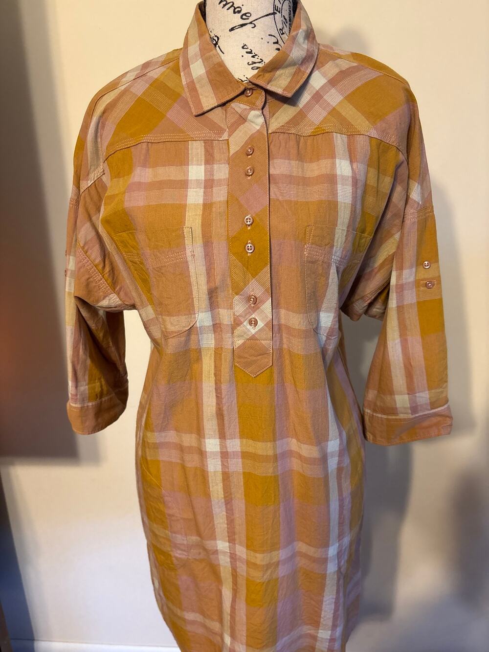 PrAna Plaid Deryn Dress Sz Medium
